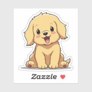 Golden Retriever, Anime Charm, klein Aufkleber
