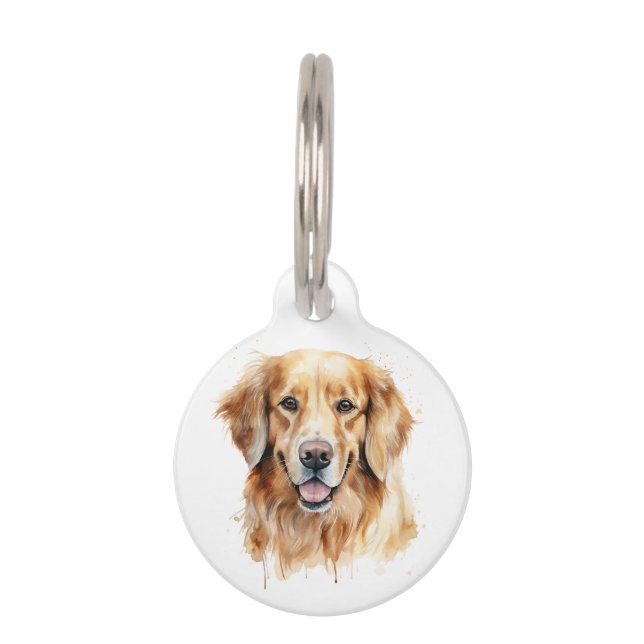 Golden Retriever Aquarelldruck Dog Kunstgeschenk Haustiermarke (Vorderseite)