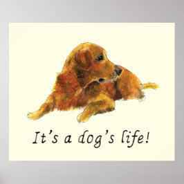 Golden Retriever Aquarellmalerei Dog Slogan Poster