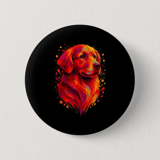 Golden Retriever Art Rtrait For Dog Owners  Button (Vorderseite)