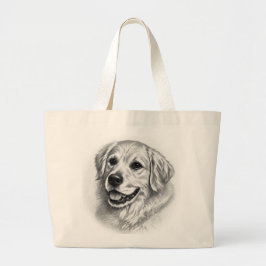 Golden Retriever Artistic Sketch Portrait Tote Bag Jumbo Stoffbeutel