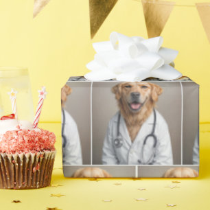 Golden Retriever Arzt mit Stethoskop Geschenkpapier