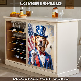 Golden Retriever as Uncle Sam with USA flag - Seidenpapier