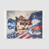 Golden Retriever as Uncle Sam with USA flag - Seidenpapier (Vorderseite)