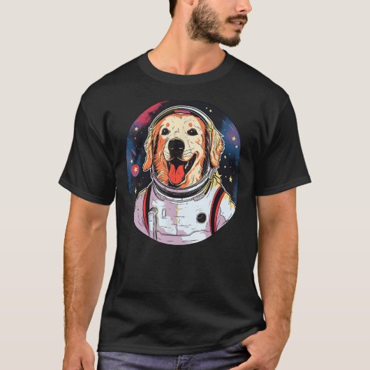 Golden Retriever Astronaut Funny Dog Space Anzug T-Shirt (Vorderseite)