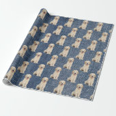 Golden Retriever auf Blue Jean Denim Geschenkpapier (Ungerollt)