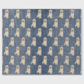Golden Retriever auf Blue Jean Denim Geschenkpapier (Flach)