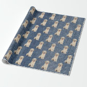 Golden Retriever auf Blue Jean Denim Geschenkpapier (Ungerollt)
