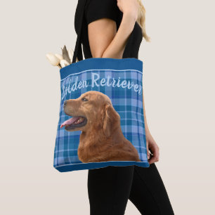 Golden Retriever auf Blue Kariert Tasche