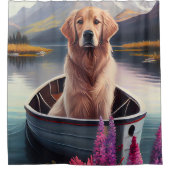 Golden Retriever auf dem Paddle: Ein Landschaftlic Duschvorhang (Vorderseite)