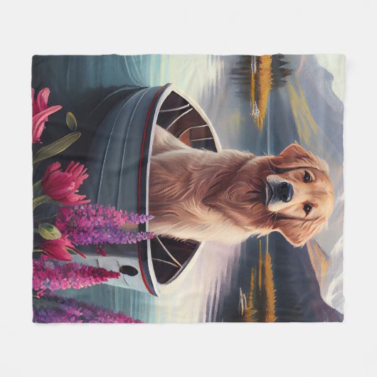 Golden Retriever auf dem Paddle: Ein Landschaftlic Fleecedecke (Vorderseite (Horizontal))