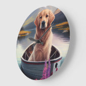 Golden Retriever auf dem Paddle: Ein Landschaftlic Große Wanduhr (Winkel)