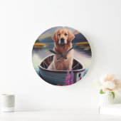 Golden Retriever auf dem Paddle: Ein Landschaftlic Große Wanduhr (Zuhause)