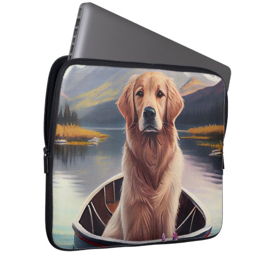 Golden Retriever auf dem Paddle: Ein Landschaftlic Laptopschutzhülle (Vorne Rechts)