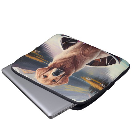 Golden Retriever auf dem Paddle: Ein Landschaftlic Laptopschutzhülle (Vorne Knopf)