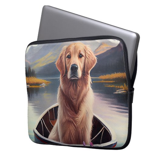 Golden Retriever auf dem Paddle: Ein Landschaftlic Laptopschutzhülle (Vorderseite Links)