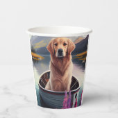 Golden Retriever auf dem Paddle: Ein Landschaftlic Pappbecher (Rückseite)