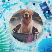 Golden Retriever auf dem Paddle: Ein Landschaftlic Pappteller (Party)
