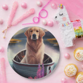Golden Retriever auf dem Paddle: Ein Landschaftlic Pappteller (Party)