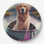 Golden Retriever auf dem Paddle: Ein Landschaftlic Pappteller (Vorderseite)