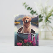 Golden Retriever auf dem Paddle: Ein Landschaftlic Postkarte (Stehend Vorderseite)