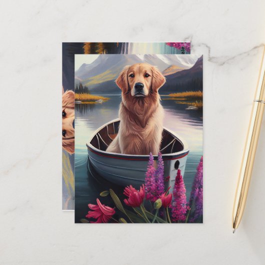 Golden Retriever auf dem Paddle: Ein Landschaftlic Postkarte (Vorderseite/Rückseite Beispiel)