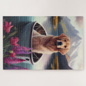 Golden Retriever auf dem Paddle: Ein Landschaftlic Puzzle (Horizontal)