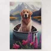 Golden Retriever auf dem Paddle: Ein Landschaftlic Puzzle (Vertikal)