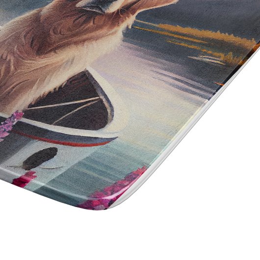 Golden Retriever auf dem Paddle: Ein Landschaftlic Schneidebrett (Ecke)