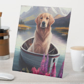 Golden Retriever auf dem Paddle: Ein Landschaftlic Sockelschild (In Situ)