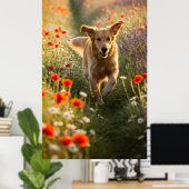 Golden Retriever auf dem sonnigen Gras Poster (Heimbüro)