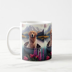 Golden Retriever auf einem Paddel: Ein landschaftl Kaffeetasse