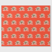 Golden Retriever auf Orange Geschenkpapier (Flach)