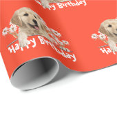 Golden Retriever auf Orange Geschenkpapier (Rolleneckpunkt)