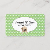 Golden Retriever auf Polka Dots for Pet Grooming Visitenkarte (Vorderseite)