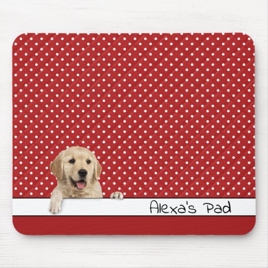 Golden Retriever auf Polka Dots Mousepad (Vorne)