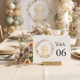Golden Retriever Baby Shower Braun Wasserfarbe Tischnummer