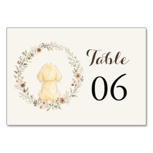 Golden Retriever Baby Shower Braun Wasserfarbe Tischnummer