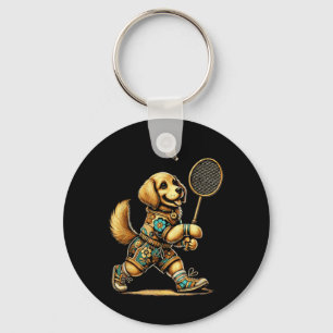 Golden Retriever Badminton Player Shuttle Schlüsselanhänger