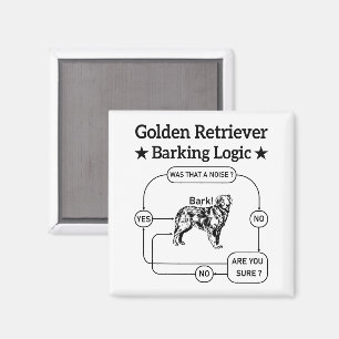 Golden Retriever Barken Logic Funny Dog Sarcastic Magnet