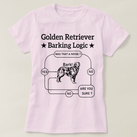 Golden Retriever Barken Logic Funny Dog Sarcastic T-Shirt (Design vorne)