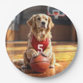 Golden Retriever Basketball Player Pappteller (Vorderseite)