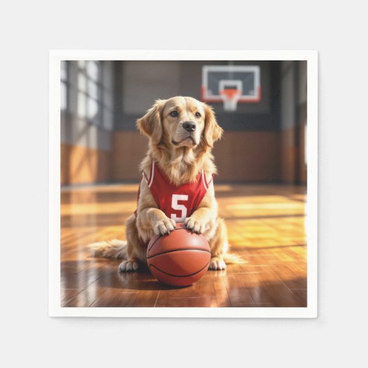 Golden Retriever Basketball Player Serviette (Vorderseite)