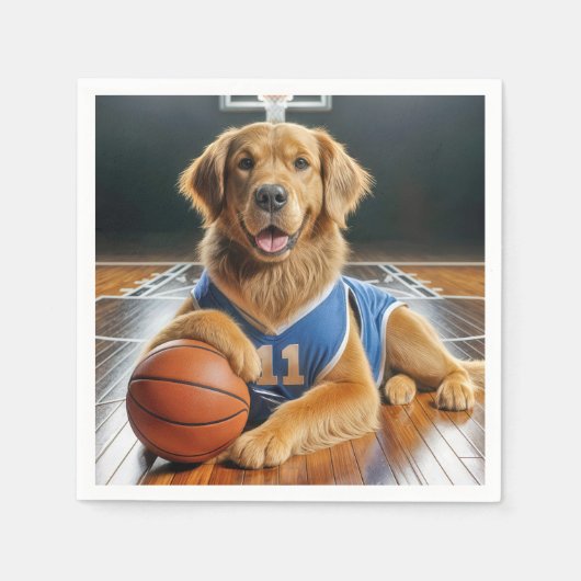 Golden Retriever Basketball Player Serviette (Vorderseite)