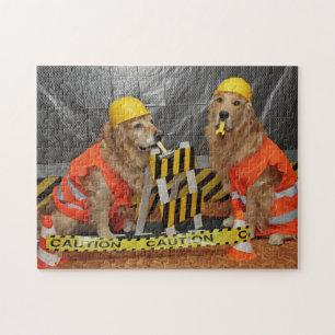 Golden retriever-Bauarbeiter Puzzle