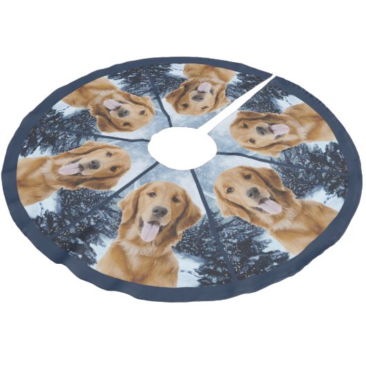 Golden retriever-Baum-Rock Polyester Weihnachtsbaumdecke (Schrägansicht)