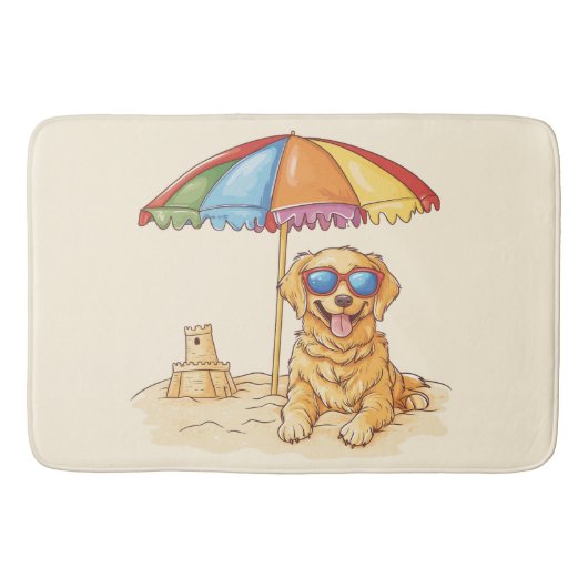 Golden Retriever Beach Dog Badematte (Vorderseite)