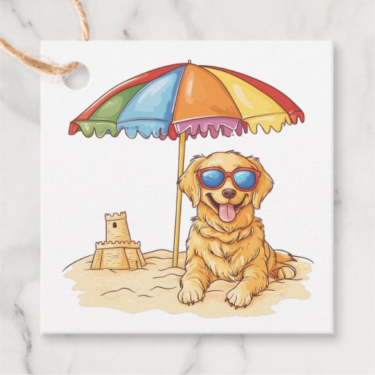Golden Retriever Beach Dog Geschenkanhänger (Vorderseite)