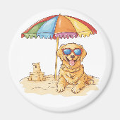 Golden Retriever Beach Dog Magnet (Vorne)
