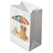 Golden Retriever Beach Dog Mittlere Geschenktüte (Vorderseite Schrägansicht)